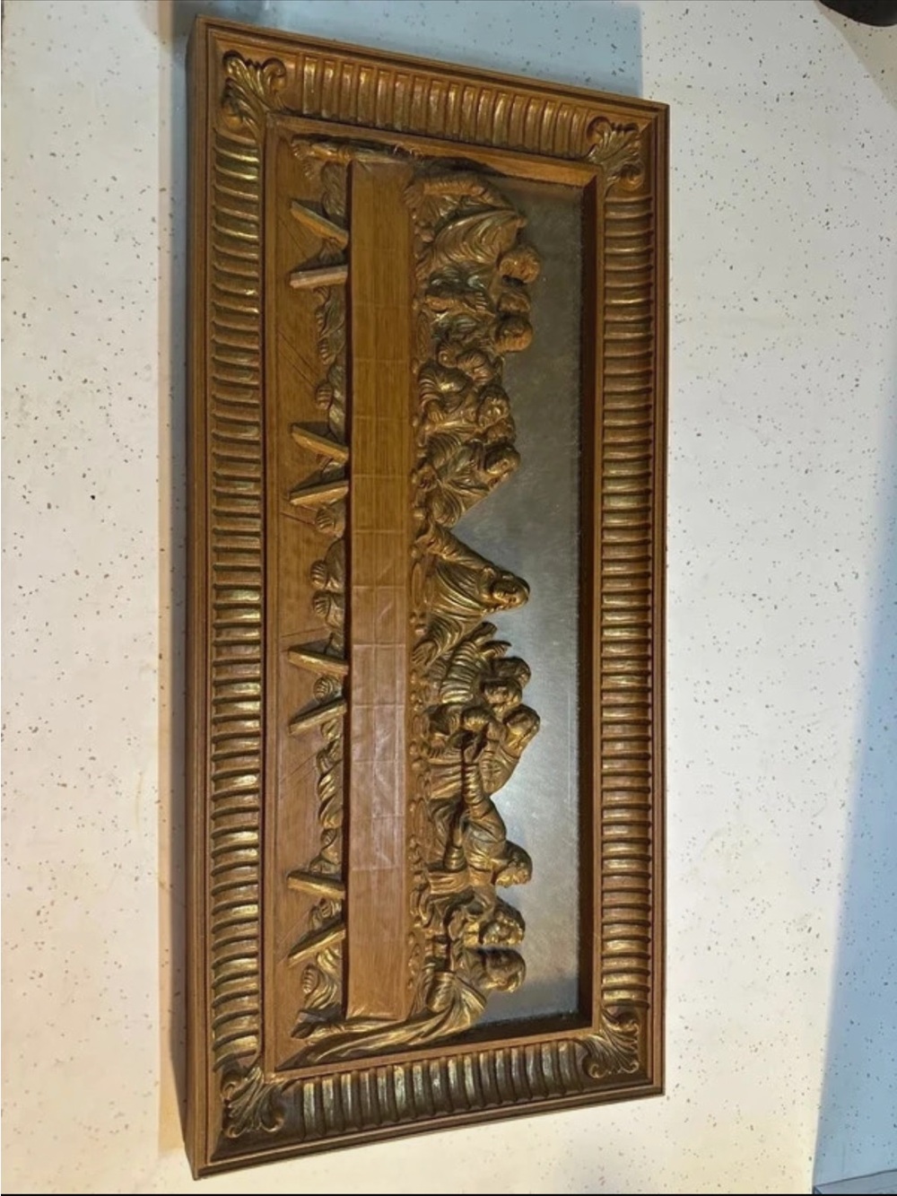 Ornate Gold Wall Plaque - Classic Religious Relief